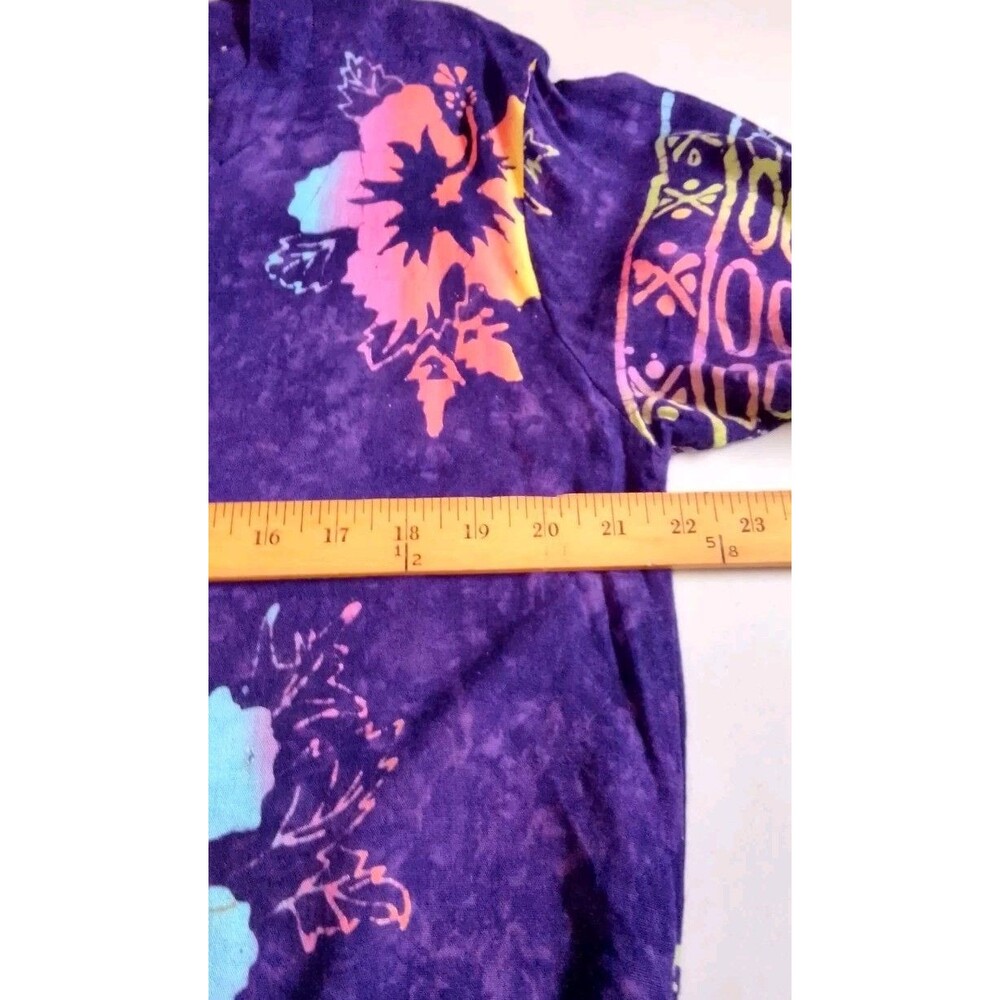 Handmade Indonesian Batik Rayon Fringe Cardigan Hibiscus Floral Cover Up Medium - Picture 8 of 11